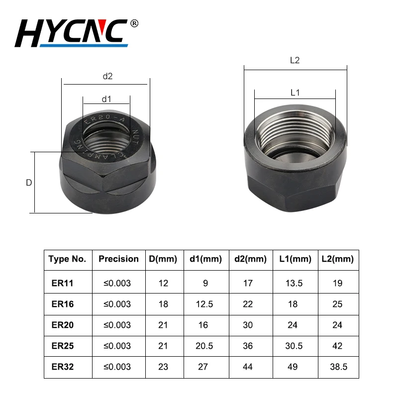 Imagem -06 - Máquina de Gravura Cnc com er Collet Nut Fresadora Pinça Braçadeira Porca Sextavada Er11a Er16a Er20a Er25a Er32um