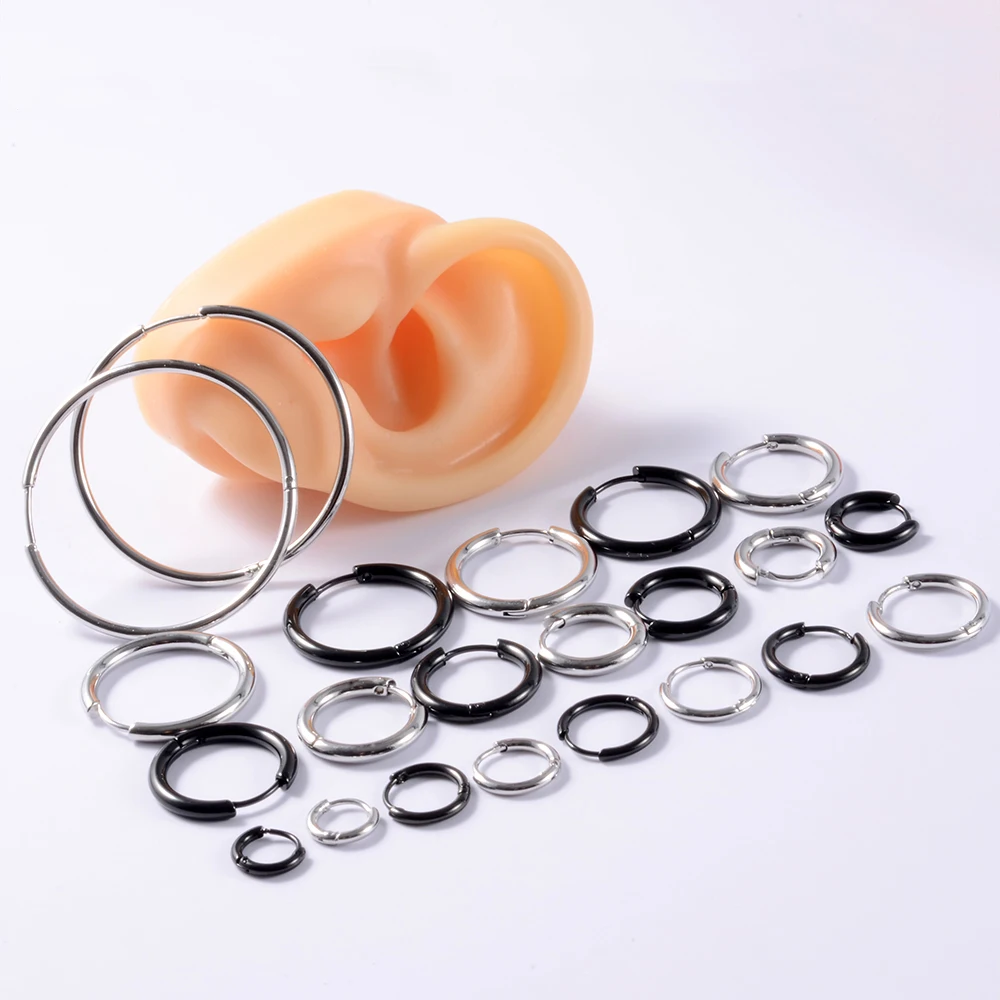 Серьги-для-пирсинга-из-нержавеющей-стали-316l-в-стиле-панк-Большие-Бриллиантовые-гладкие-круглые-Серебристые-черные-серьги-1-шт