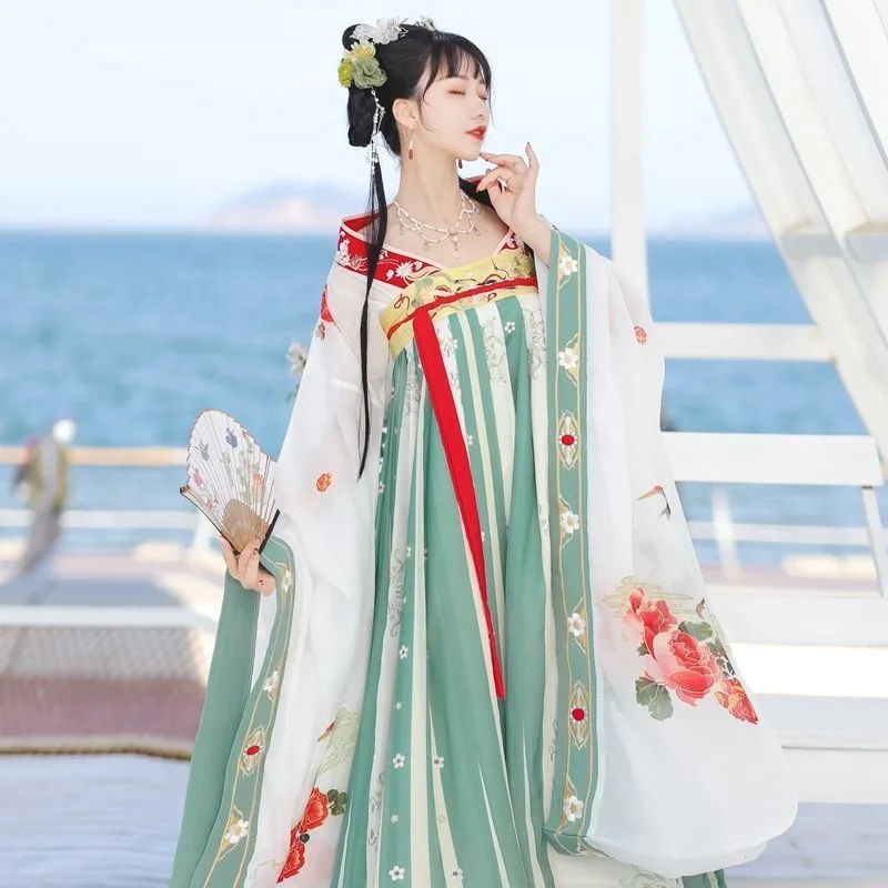 Women Hanfu Dress Ancient Chinese Hanfu Dress For Women Tang Style Embroidered Skirt Big Sleeve Shirt Suit Cosplay