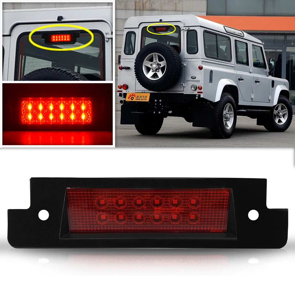 Direct Fits For Land Rover Defender 90/110/XS 1997-2006 Brilliant Red High-Mount Rear Led Third Brake Stop Tail Light Lamp