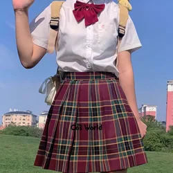 Falda plisada de cintura alta para niña, faldas plisadas a cuadros, vestido de mujer para uniforme escolar JK, ropa para estudiantes