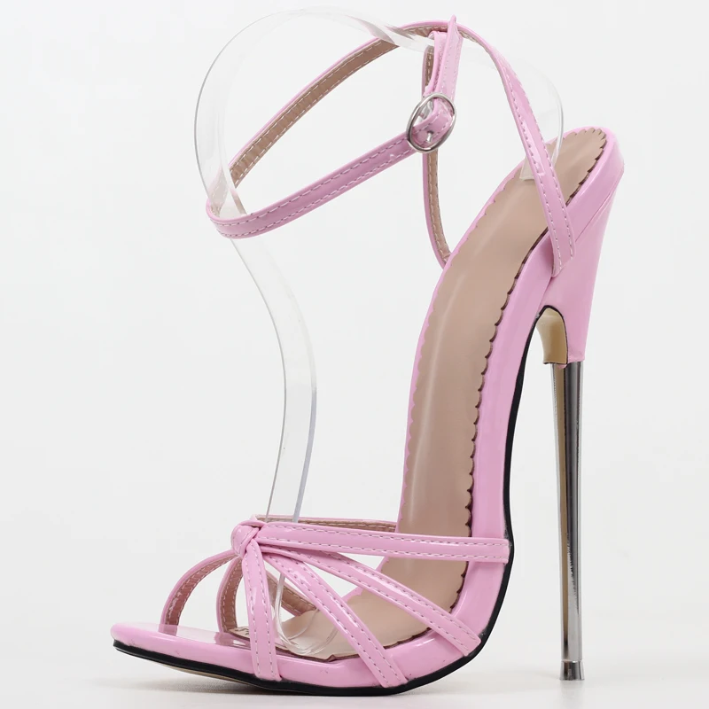 2023 Summer 18CM Super High Heel Sandals Strappy Metal Heels Women Sexy Fetish BDSM Party Club Shoes Unisex Size 36-46