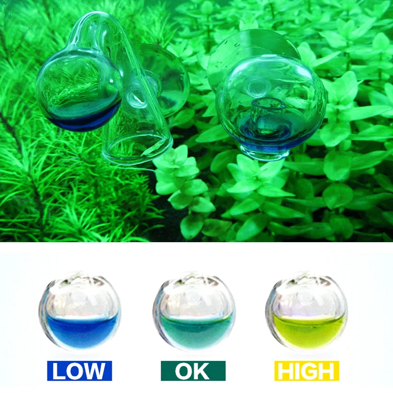 Fish Tank Water Live Moss Plant Aquarium Notes Glass CO2 Drop Checker Carbon Dioxide PH Ball Long Term Indicator Monitor Tester