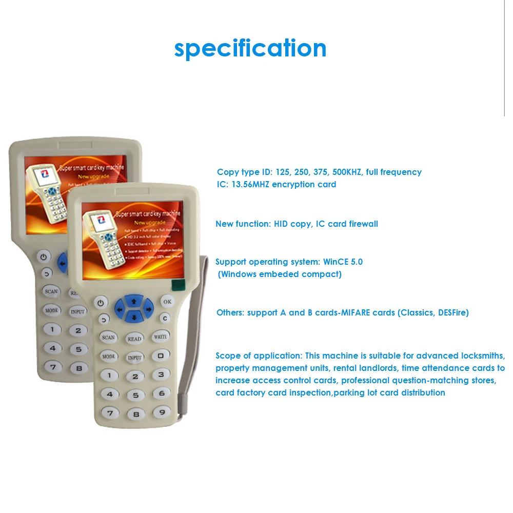 Full Frequency Ic/Id Rfid Lezer Smart Card Writer Encryptie Replicator Cuid Fuid Copier Tag Duplicator