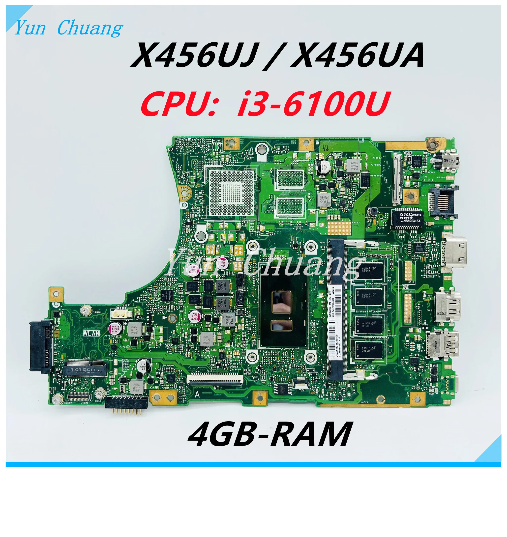 X456UA X456UJ Laotop Mainboard For ASUS X456UV X456UQk X456UAM X456UVK Motherboard with I3-6100U CPU 4GB RAM UAM tested good