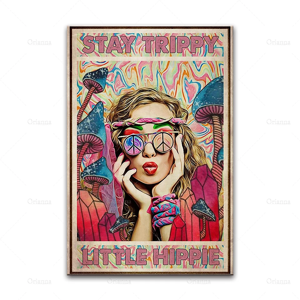 Stay Trippy 2 Girl Flowers Wall Art Poster，Stay Wild Flower Child Girl Flowers Wall Art， Hippie Fairy Girl Flowers Home Decor