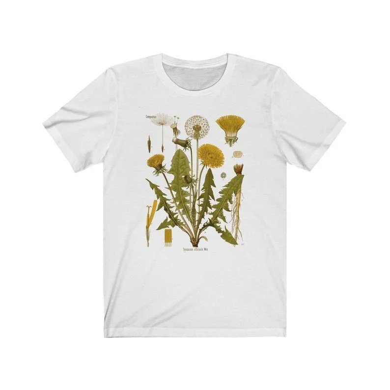 sunfiz HJN Dandelion Vintage Botanical Tshirt, Hiking TShirt, Botanical Print Shirt, Dandelion Shirt, Vintage Tee