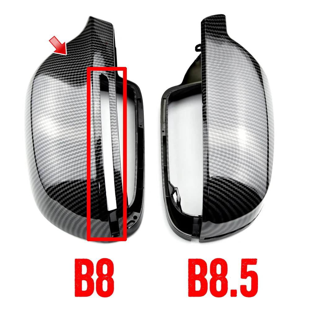 ABS Carbon fiber style add-on type car side door mirrors cover auto rearview mirror capS for Audi A4 A5 B8 A3 8P A6 C6 Q3