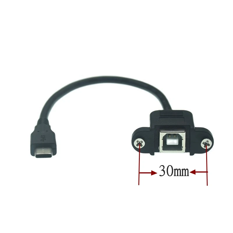 100CM 50cm 0.2M USB 2.0 B Female Socket Printer Panel Mount With Screw Hole to USB C Type-C 3.1 Male Cable  Adaoter Connector