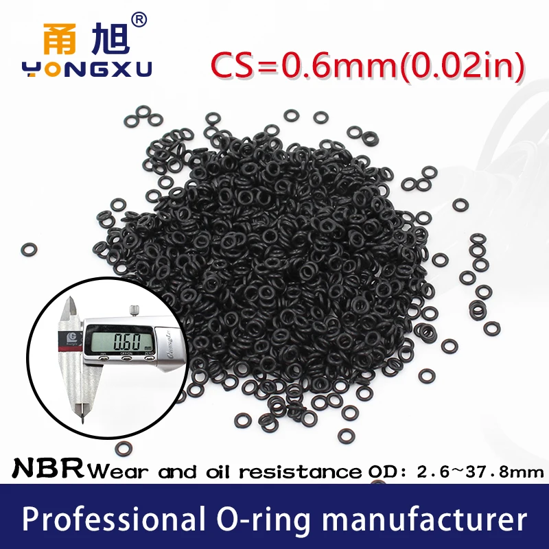 Nitrile Rubber 10PCS/lot Black NBR CS0.6mm thickness OD2.6/2.7/3.4/4.2/7.2/17.2/33/37.8*0.6mm O Ring Gasket waterproof watch