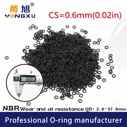 Nitrile Rubber 10PCS/lot Black NBR CS0.6mm thickness OD2.6/2.7/3.4/4.2/7.2/17.2/33/37.8*0.6mm O Ring Gasket waterproof watch