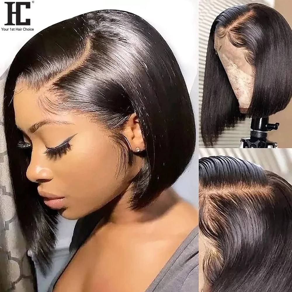 

Bob Lace Front Human Hair Wig Brazilian Straight Pre Plucked 13x4 Short Bob lace Frontal Wig Transparent Lace Wig Remy 180%