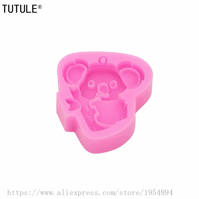 New glossy cute little animal koala earrings jewelry silicone mold, bear epoxy polymer clay jewelry accessories molds