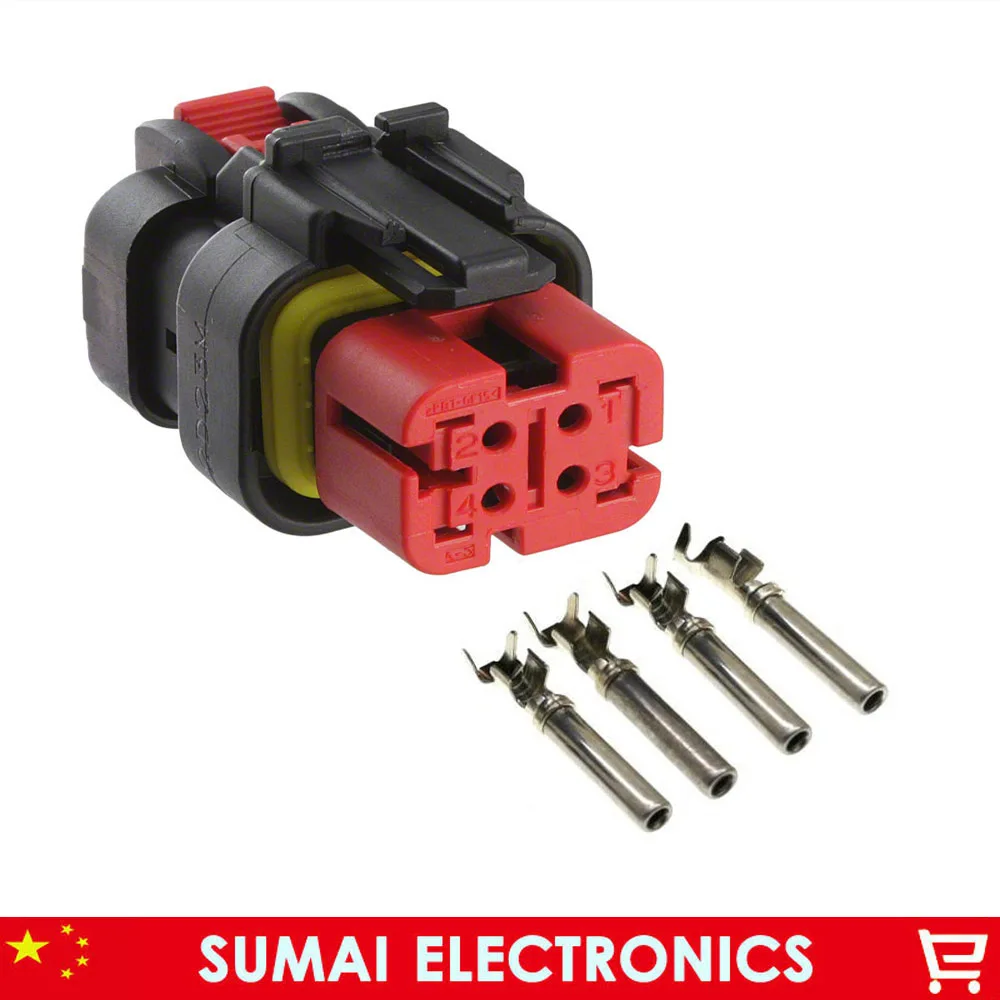 AMP/TE 4 Pin Auto 776524-2 sensor plug,Circuit repair pressure sensor plug for Excavator Carter E320D/C6 etc. Red