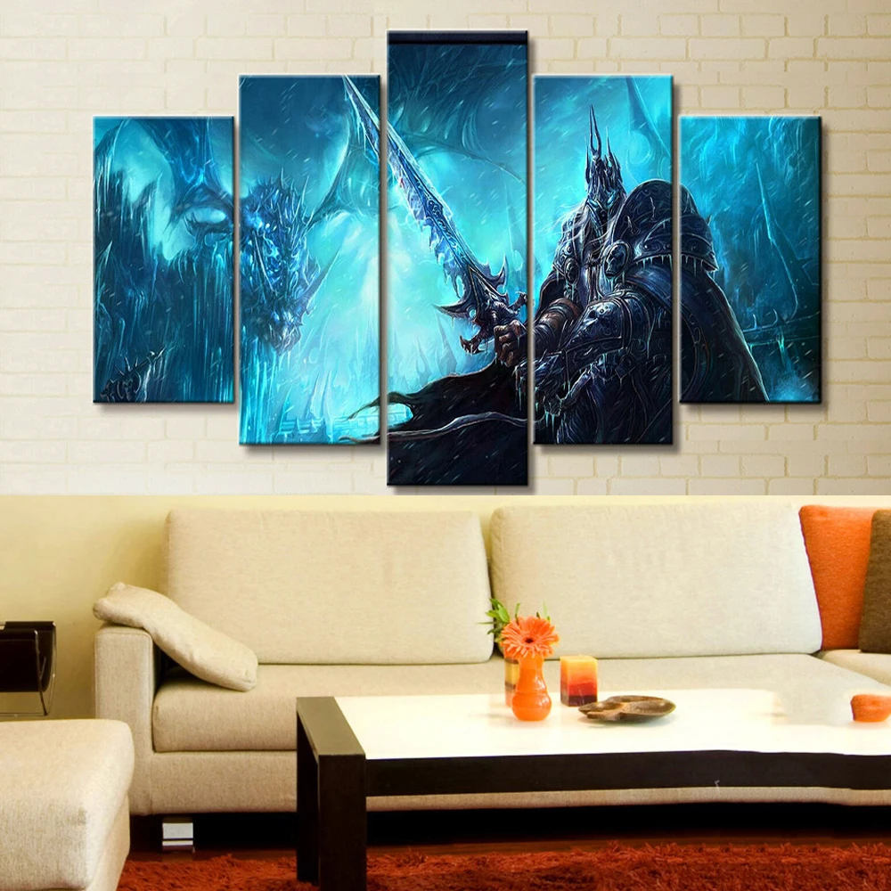 

5 Pieces Canvas Arts Painting The Battle Of War Game Poster Print For Living Room Wall Pictures Bedroom Modern Home Decor