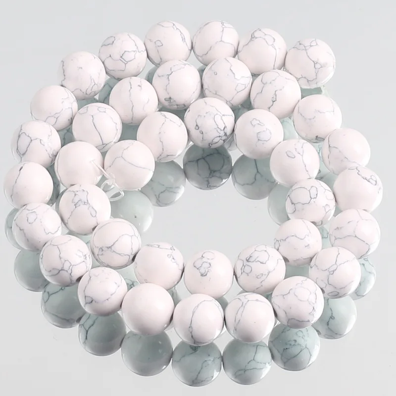 Natural Stone White Howlite Turquoises Round Loose Spacer Beads For Jewelry Making Diy Bracelet Accessories 4/6/8/10/12MM 15Inch