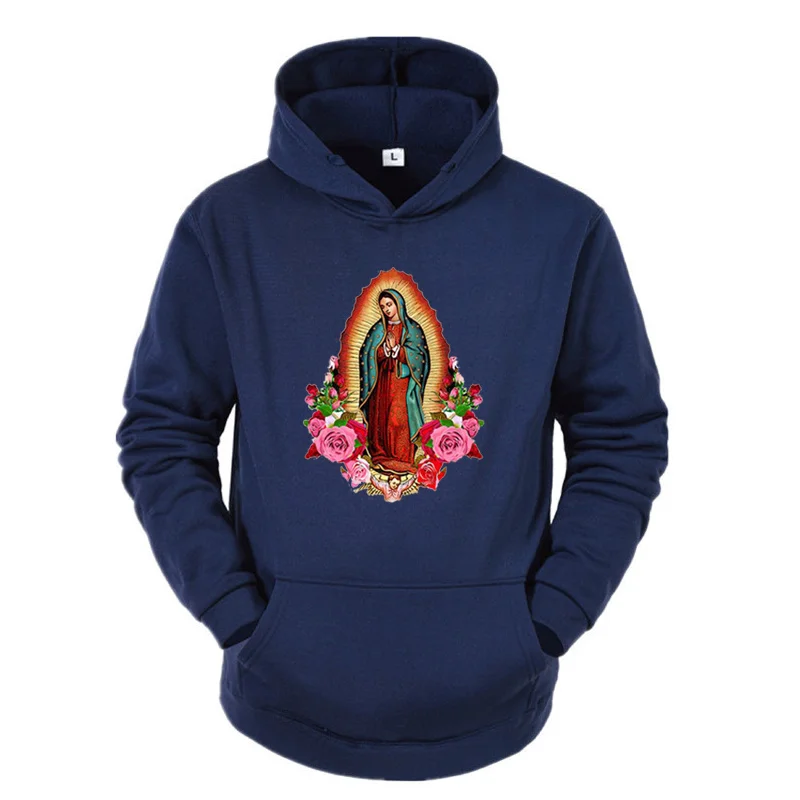 Women\'s Virgin Mary of Guadalupe Printed Hoodie Couple Clothes Korean Fashion Hoodies Warm Sweatshirt Autumn