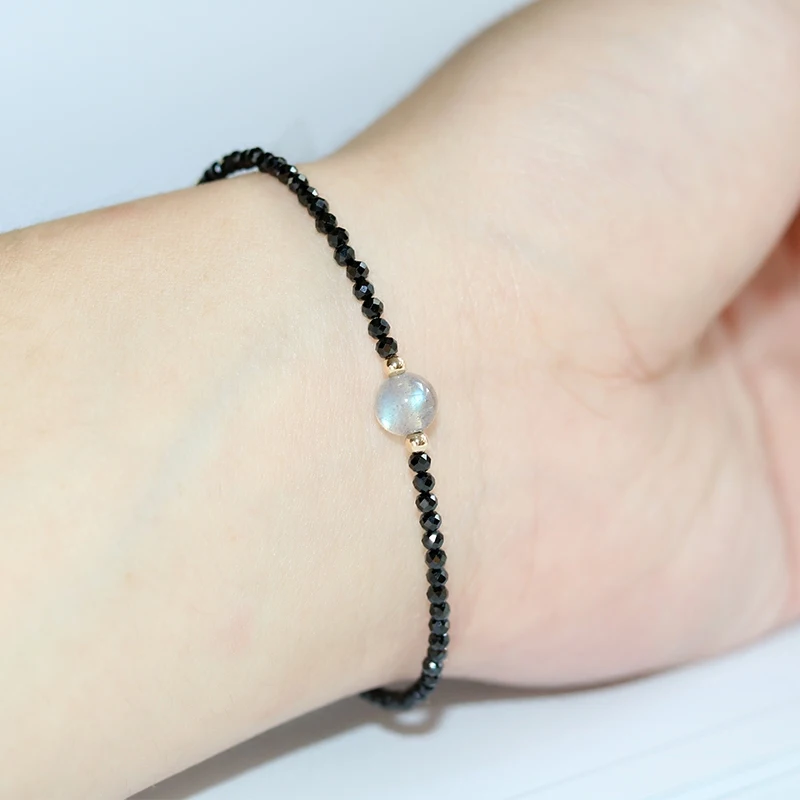 Lii Ji Real Spinel Labradorite 925 Sterling Silver Delicate Bracelet Good for Digestion and the eyes Bring out Beauty