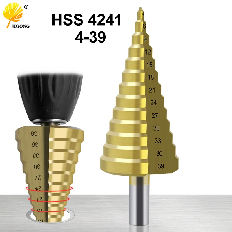 

4-39 mm HSS Titanium Coated Step Drill Bit Drilling Power Tools for Metal High Speed Steel Wood Hole Cutter Cone Drill