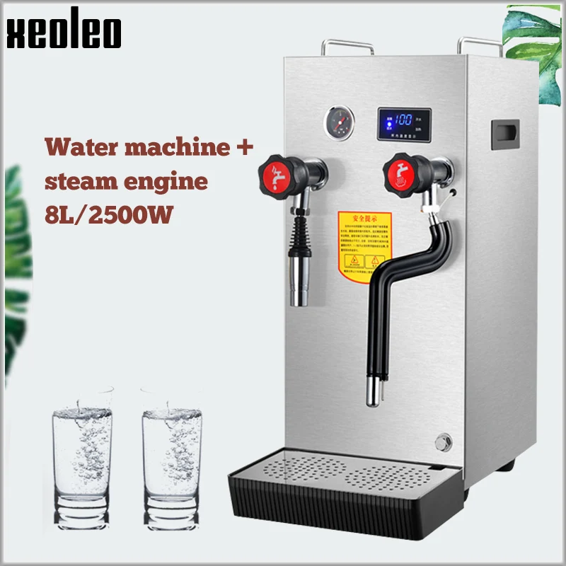 XEOLEO Commercial Milk Bubble Machine Espresso Boiling Water Machine 8L Milk Steamer Foaming Equipment Machine Coffee Maker