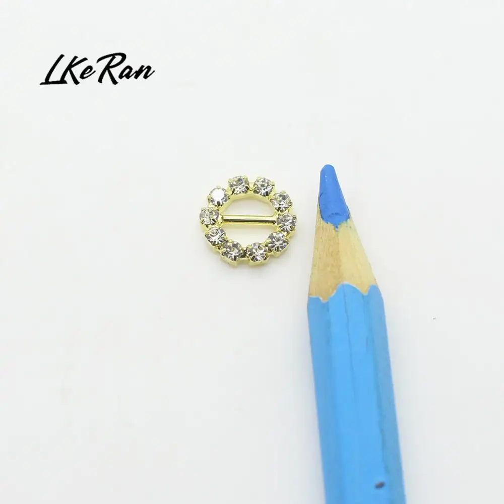 LKERAN Inner 6mm Mini 10Pcs Round Rhinestone Buckles Crystal Decor Wedding fit ribbon and Shoe Belt Clothin Buckles Fitting image 5