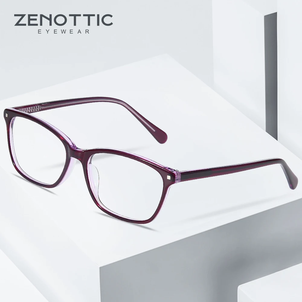 

ZENOTTIC Acetate Square Glasses Frame For Men Clear Lens Ladies Brand Designer Spectacles Myopia Optical Reading Eyewear BT3031