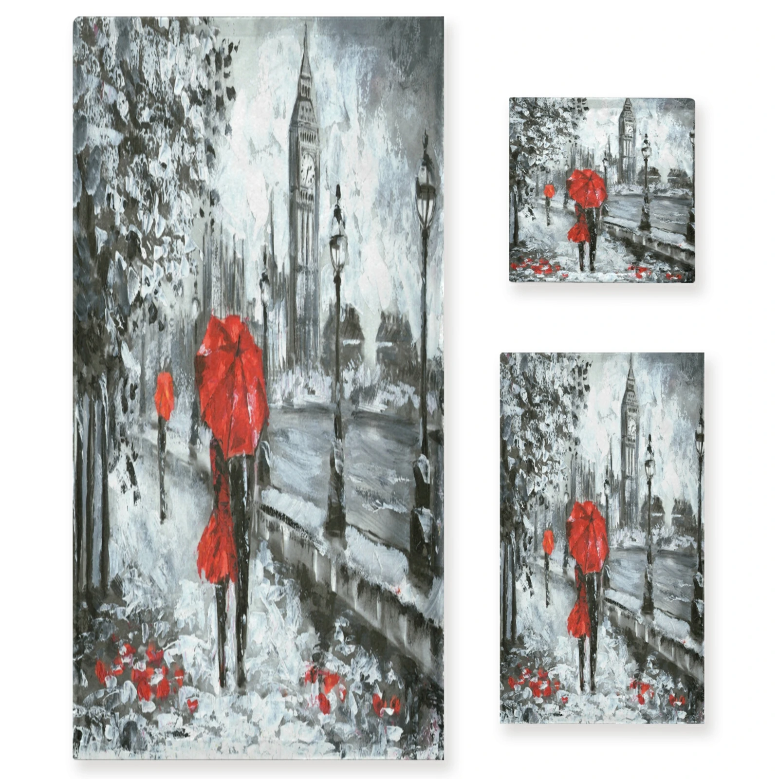 

Street oil painting Towel Bath Towel Set Bath Towel 150x72cm Towel 40x71cm Soft Absorbent Three-Piece Set 2021 New