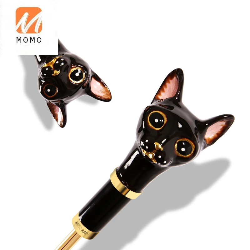 Cat Head Women Umbrella Luxury Creative Uv Protection Sun Female Parasol Folding Portable Small Black Coating Gift Idea