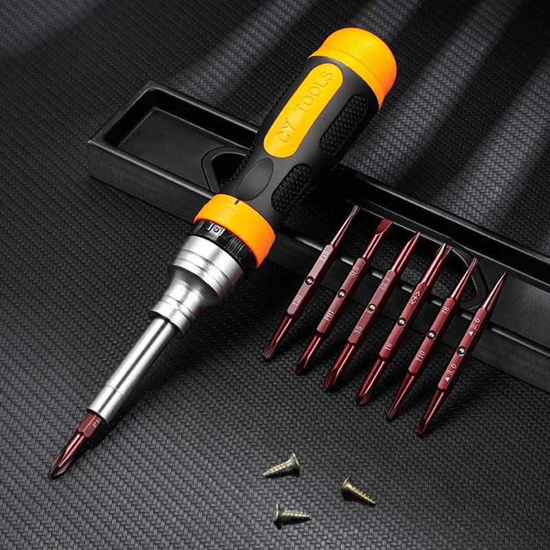 6-in-1 19-in-1 Magnetic Ratchet Screwdriver Set Hex Torx Flat Head Precision Screwdriver Bits Hand Repair Tools for Phone Watch