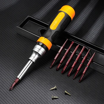 6-in-1 19-in-1 manyetik cırcır tornavida seti Hex Torx düz kafa hassas tornavida uçları el onarım araçları için telefon izle