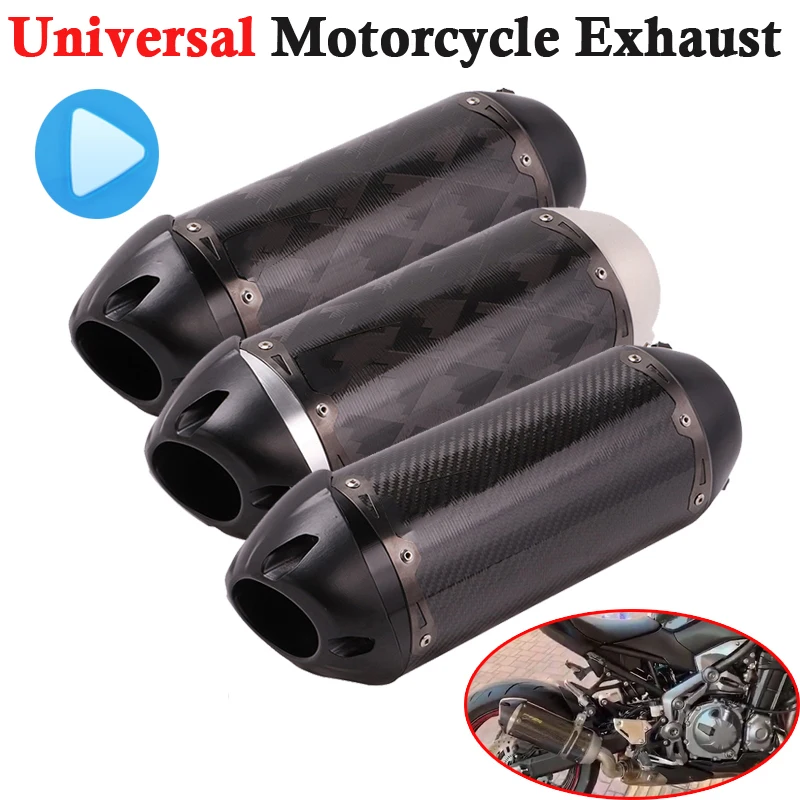 51mm Universal Motorcycle Left & Right Exhaust Racing Pipe Modify Carbon Fiber TWO Brother Muffler For Z650 CBR500 MT09 Z900 R1