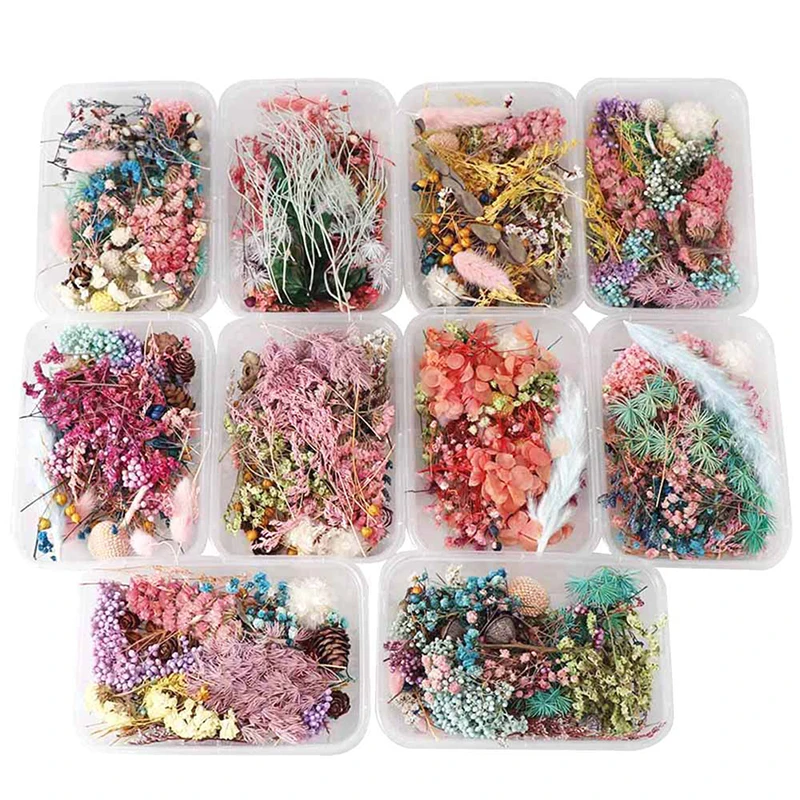 1 Box Random Mix Style Dried Flowers Decoration Natural Floral Sticker Dry Beauty Nail Art Decals Epoxy Mold DIY Filling Jewelry