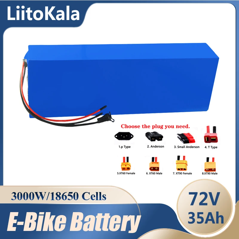 LiitoKala 72v 35Ah Battery Pack 3000W 2500W 18650 20S12P Lithium Battery Pack 72V Electric Bike Li-ion Scooter Battery