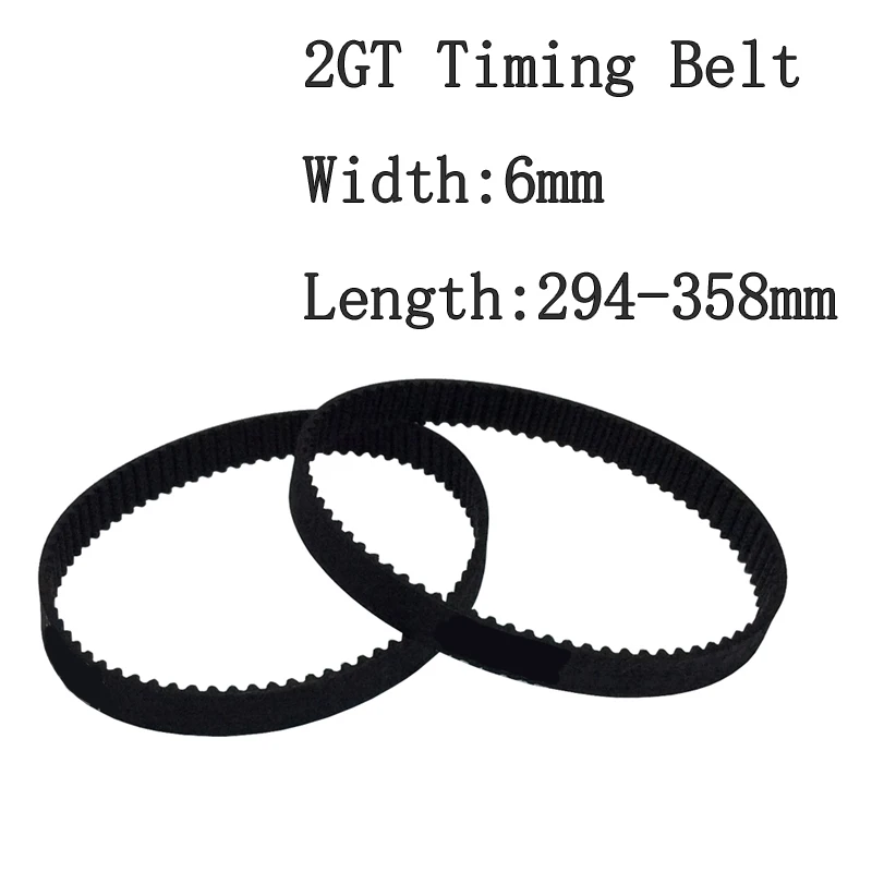 2pcs/set 2GT Timing Belt Customization Closed Loop Gt2 Timing Belt Width 6mm Length 294-358mm 3D Printer Toothed Conveyor Belt