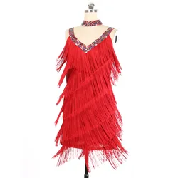 Vestido Flapper de gran Gatsby para mujer, disfraces de actuación de baile de los años 1920, flecos, lentejuelas, Salsa latina