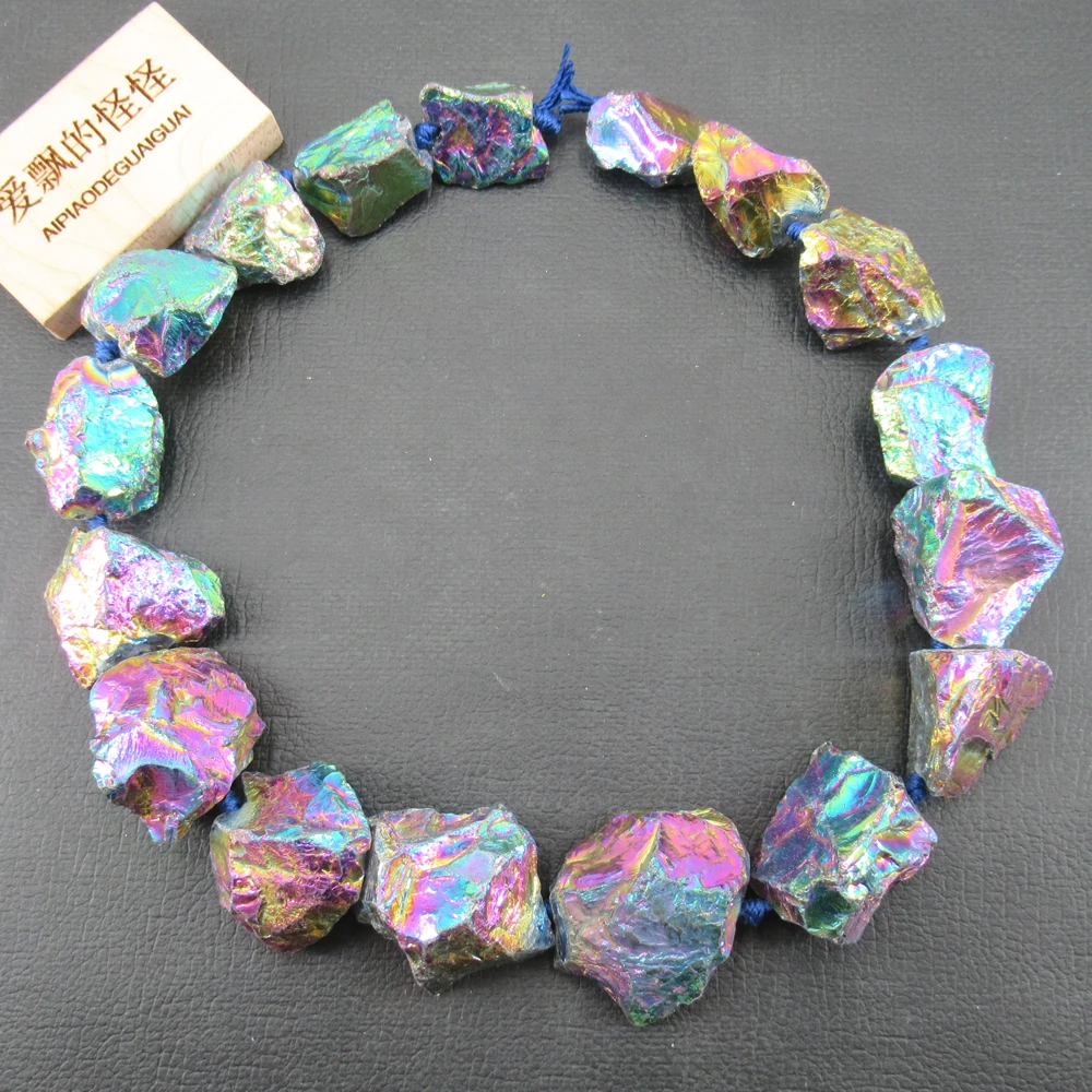 APDGG Natural 16x18-26x28mm Colorful Titanium Quartz Rough Loose Nugget Beads 16\