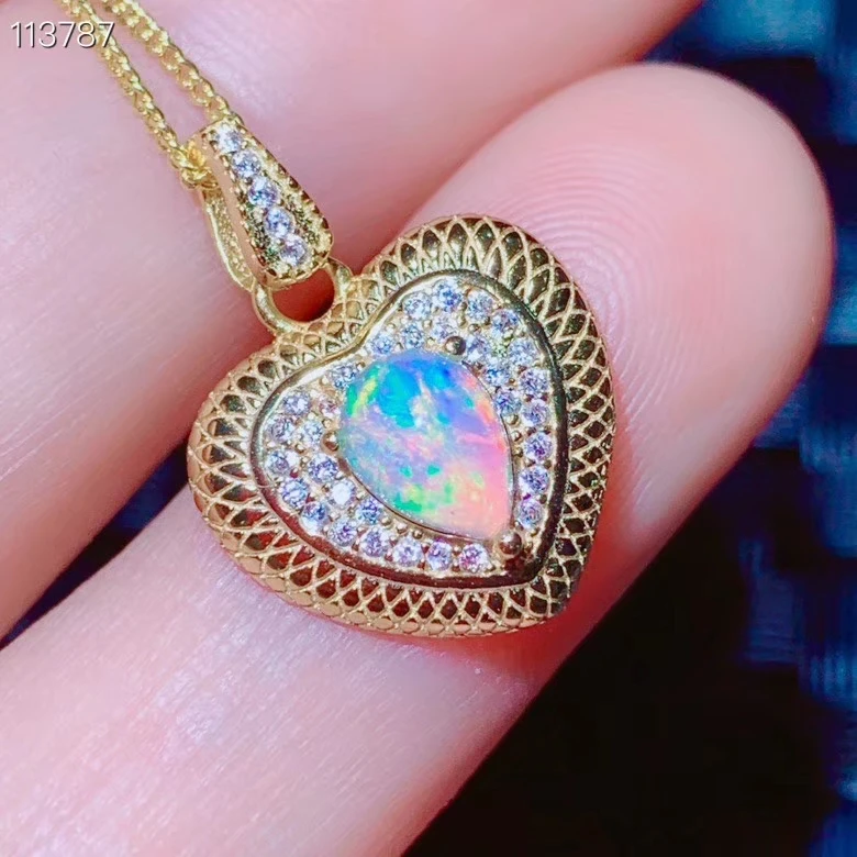 

KJJEAXCMY Fine Jewelry 925 Sterling Silver inlaid Natural opal Female Miss Woman Girl Pendant Necklace lovely Support Detection