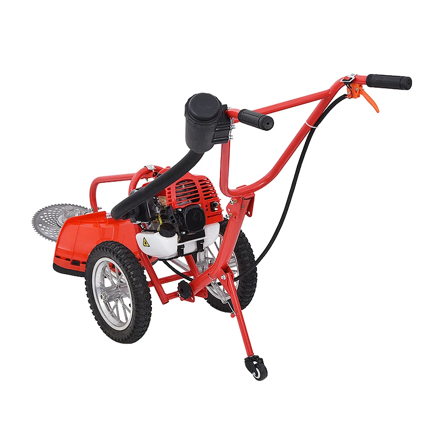 Máquina de deshierbe portátil de empuje manual, deshierbe, cortacésped, cultivador G0028 de 2 tiempos, 52CC, con rueda de deshierbe de 1,9kw, 2,5 caballos de fuerza