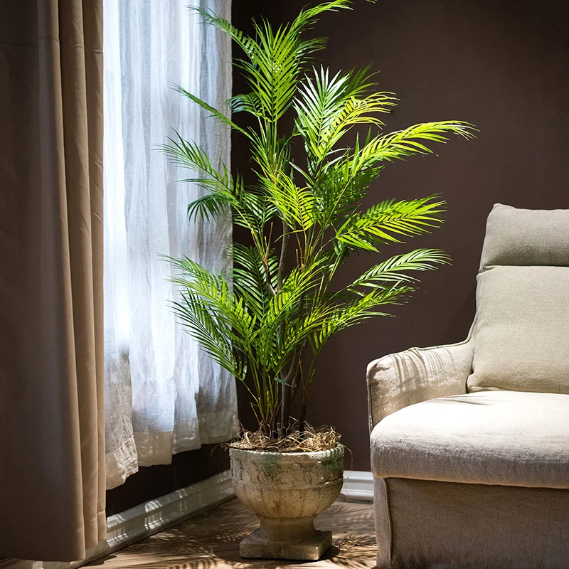 125 cm große künstliche Palme, tropische Pflanzen, Zweig, Kunststoff, künstliche Blätter, grüne Monstera, für Haus, Garten, Raumdekoration – Detail 8