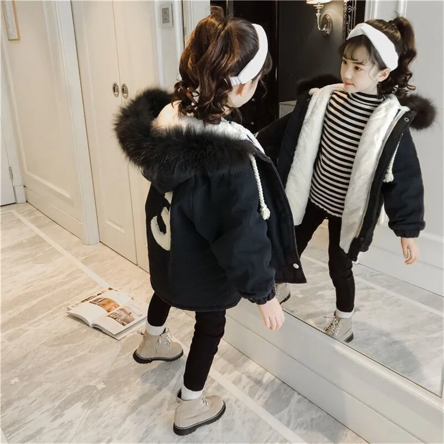 Outerwear Long Parkas Teenage Warm Outfits Winter Waterproof and Snowproof Jacket Children Kids Girls Furs Hooded Coat