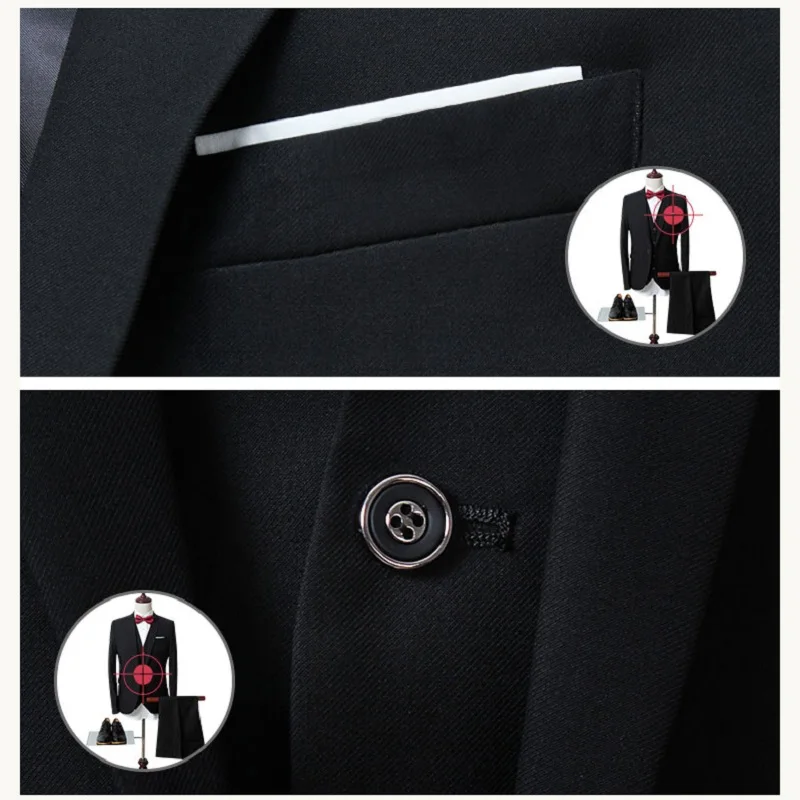 Wedding suit men Dress Korean Slims Men\'s Business suit 3 pieces jacket + Pants + Vest Formal Suit tuxedo groom suit