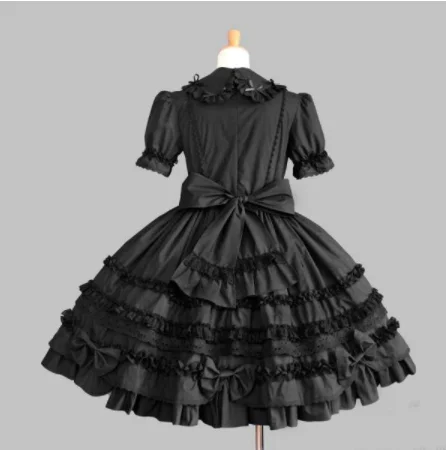 Kawaii girl gothic palace sweet lolita dress vintage lace bowknot peter pan collar victorian dress  lolita op loli cosplay