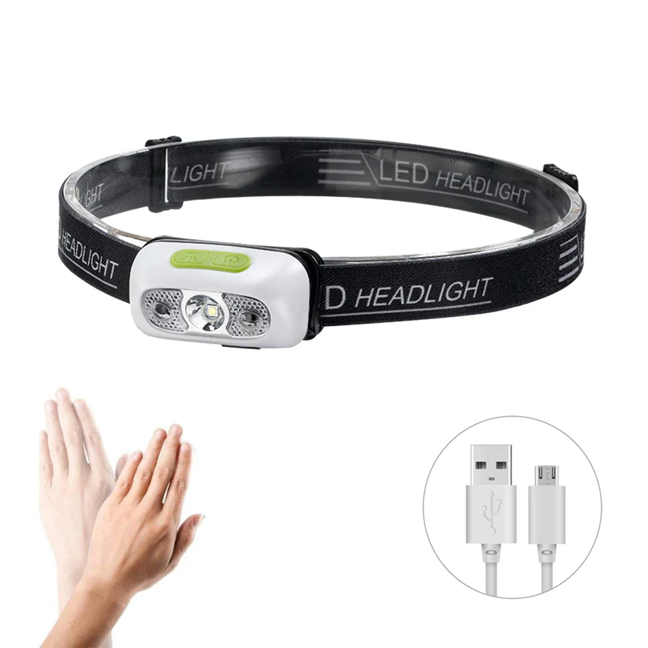 5W Outdoor Camping Portable Mini Rechargeable LED HeadlampTorch Lamp With USB Headlight Flashlight Torch Lanterna