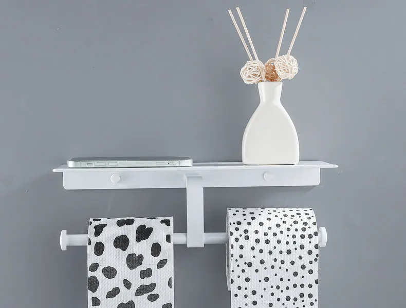 Wit Papier Houder Badkamer Hardware Telefoon Rack Wc Plank Ruimte Aluminium Papier Rack