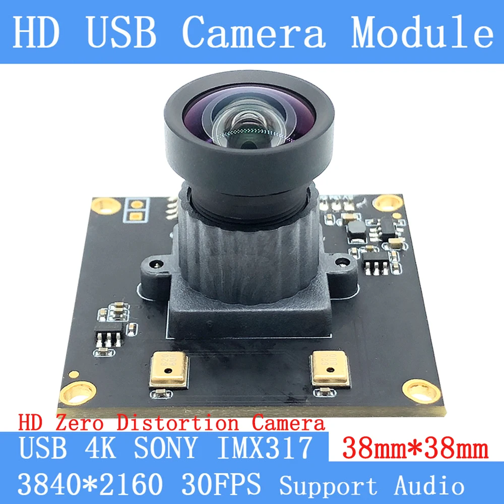 

4K Zero Distortion High Resolution 8MP SONY IMX317 Mjpeg 30fps USB Camera Module Linux Webcam For Support Audio Android Windows