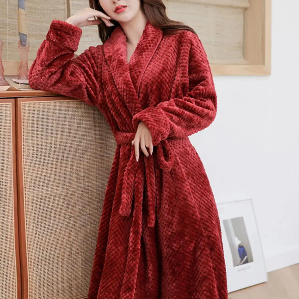 2022 New 8 Colors Bath Robe Winter Fashion Women Solid Color Thicken Plush Long Sleeve Bathrobe Sleepwear