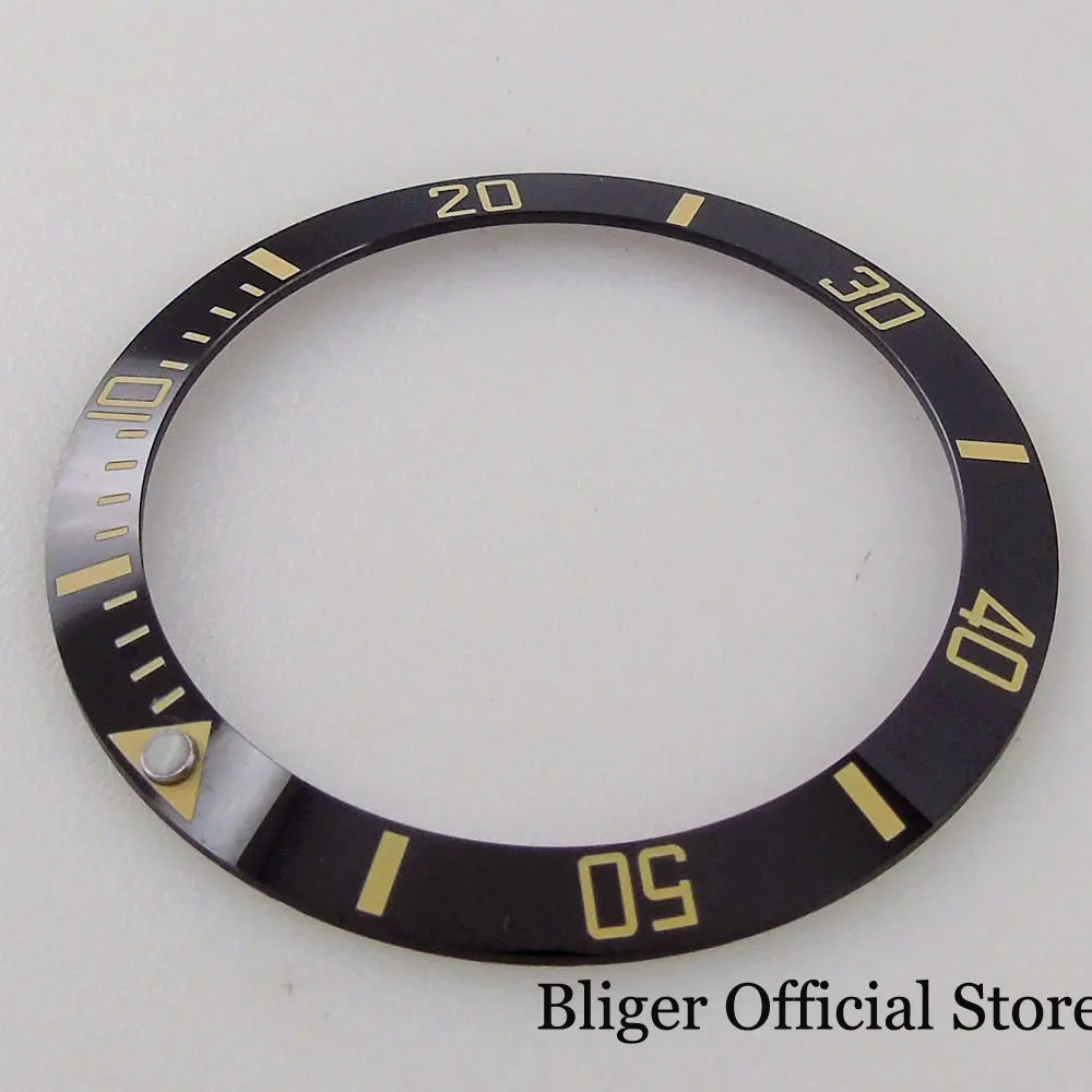 38mm*30.6mm Yellow/Gold/Mark Slope Black Watch Bezel Insert Ceramic fit 40mm Case