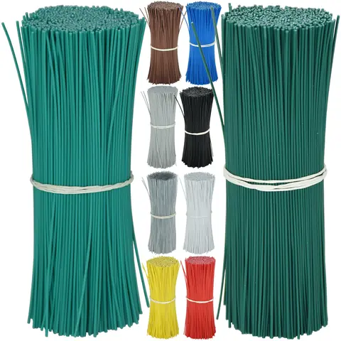 Attaches de câble de jardinage rondes, fil de fer réutilisable, torsadé, pour plantes à fleurs, vignes grimpantes, cordes de fixation revêtues multifonctions, 100 pièces