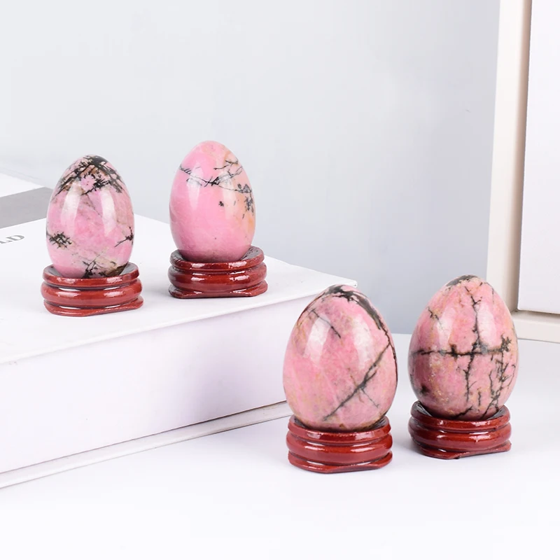 Natural Pink Rhodonite Yoni Egg 45*30 MM Undrilled Mineral Stone Ball Kegel Exercise Tool Pelvic Floor Muscle Vagina Health Care