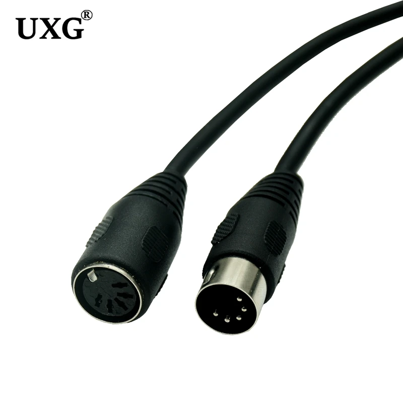 90 Degree MIDI DIN 5PIN Male To Female Cable MIDI 5 Pin DIN Plug Audio Extension Cable Din-5pin M/F Cable Adapter 1m/1.5m